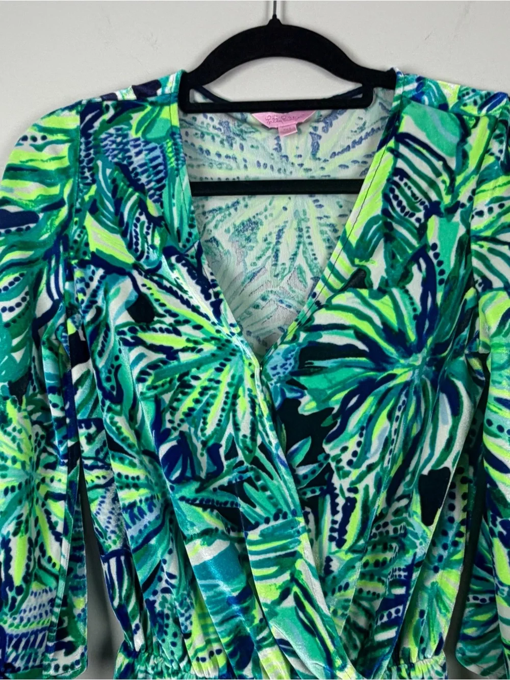 Lilly Pulitzer Viviana Romper Green Navy Blue Armadilly Tropical Velour XXS